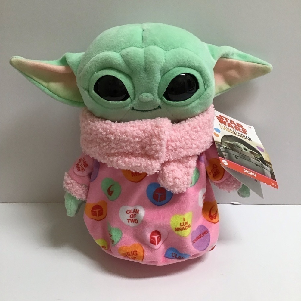 Disney Mandalorian Grogu Valentine Hearts Plush 9" Baby Yoda Mattel Star Wars
